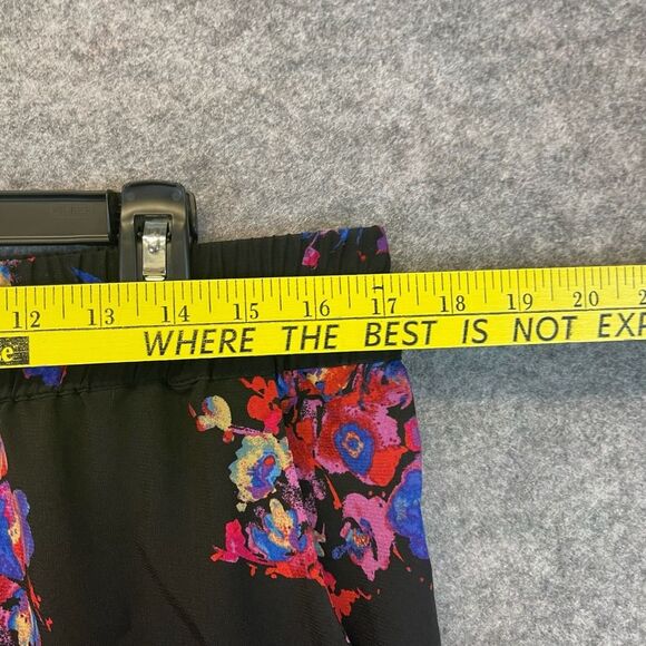 COLDWATER CREEK Women’s Pull-On Pants Large 14 Floral Print Elastic Waist Black - Picture 3 of 12